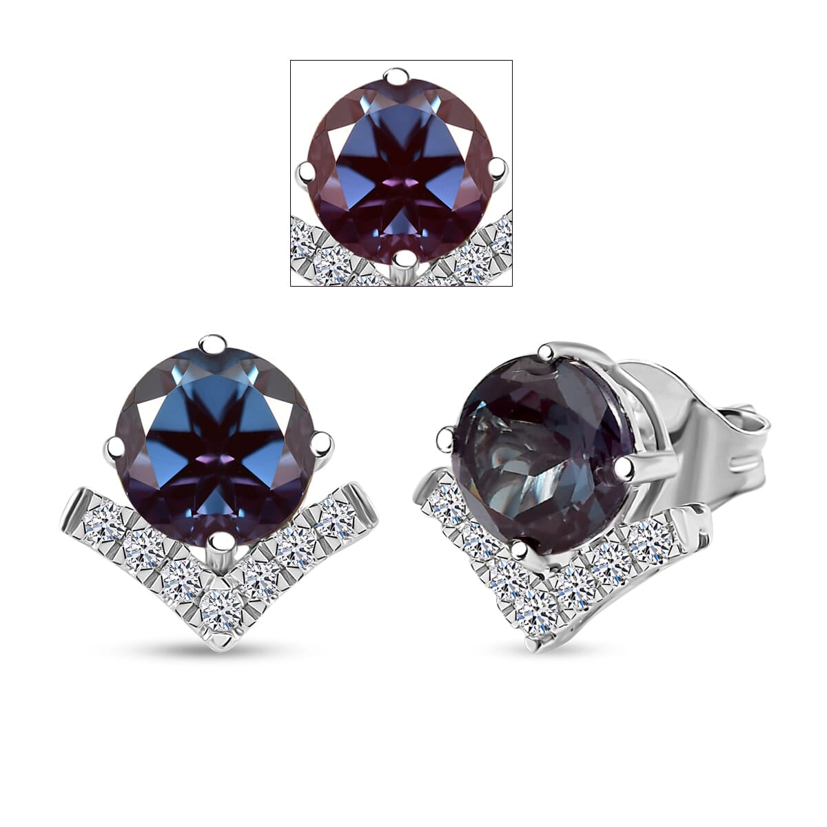 LUXURIANT zertifizierte und geprüfte AAA Labor Alexandrit und SI-GH Labor Diamant Ohrringe in 417 Weißgold - 4,20 ct.