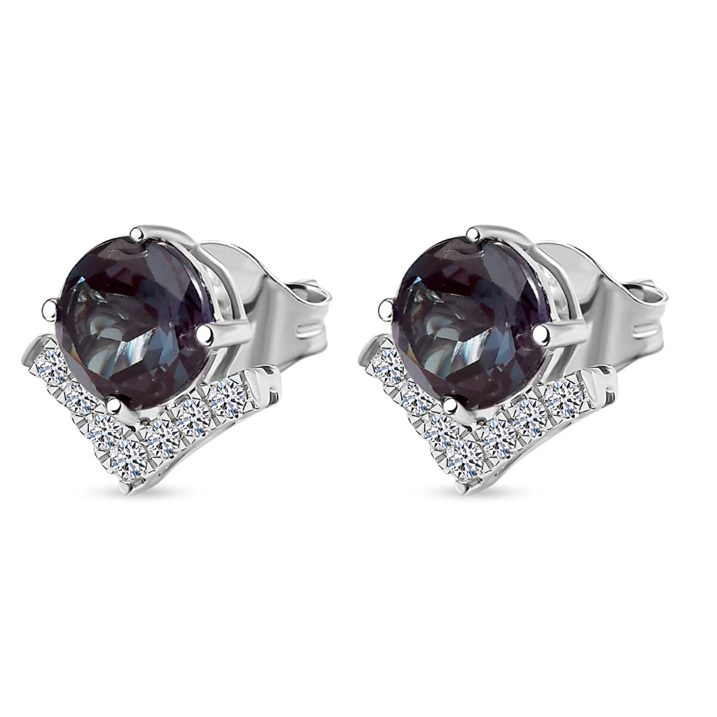 LUXURIANT zertifizierte und geprüfte AAA Labor Alexandrit und SI-GH Labor Diamant Ohrringe in 417 Weißgold - 4,20 ct.