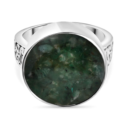 Smaragd Matrix Ring Messing (Größe 17.00) ca. 9.45 ct