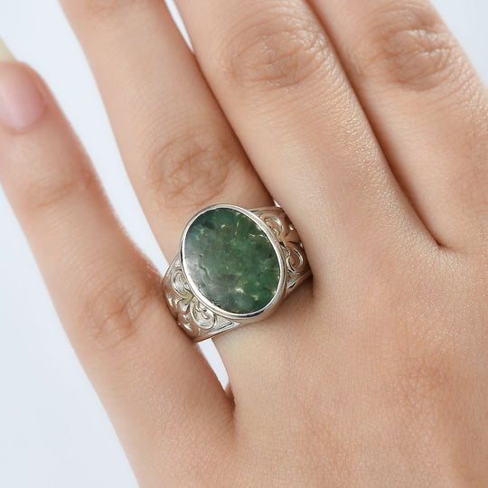 Smaragd-Matrix Ring 950 Kupfer (Größe 21.00) ca. 4,10 ct