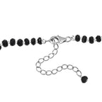 AA Schwarzer Spinell Halskette ca. 45 cm+ 5 cm Extender, 925 Silber rhodiniert ca. 80,00 ct.