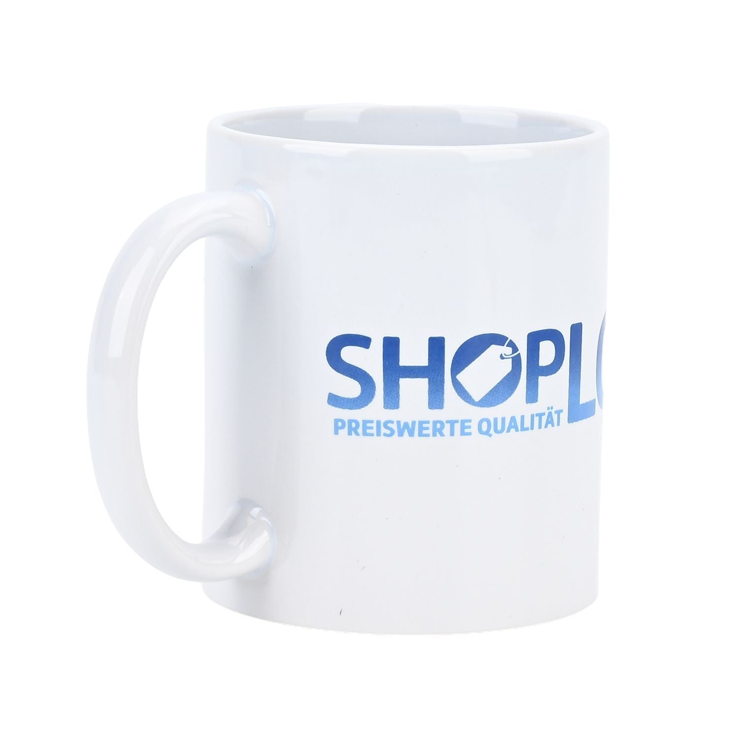 Keramik-Tassen-Set mit Löffel und ShopLC-Logo, 8x9,5 cm (Tasse), 12 cm (Löffel), Weiß