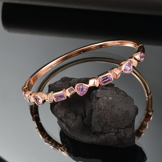 Zeitlose Art Kollektion - AA Rose De France Amethyst Armreif ca. 19 cm Messing ca. 3.93 ct