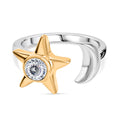 D'Joy 100 Facetten Moissanit Ring 925 Silber platiniert und vergoldet (Größe 18.00) ca. 0,49 ct