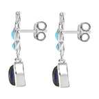 D joy AAA Labradorit, Sleeping Beauty Türkis Ohrringe 925 Silber rhodiniert ca. 3.36 ct