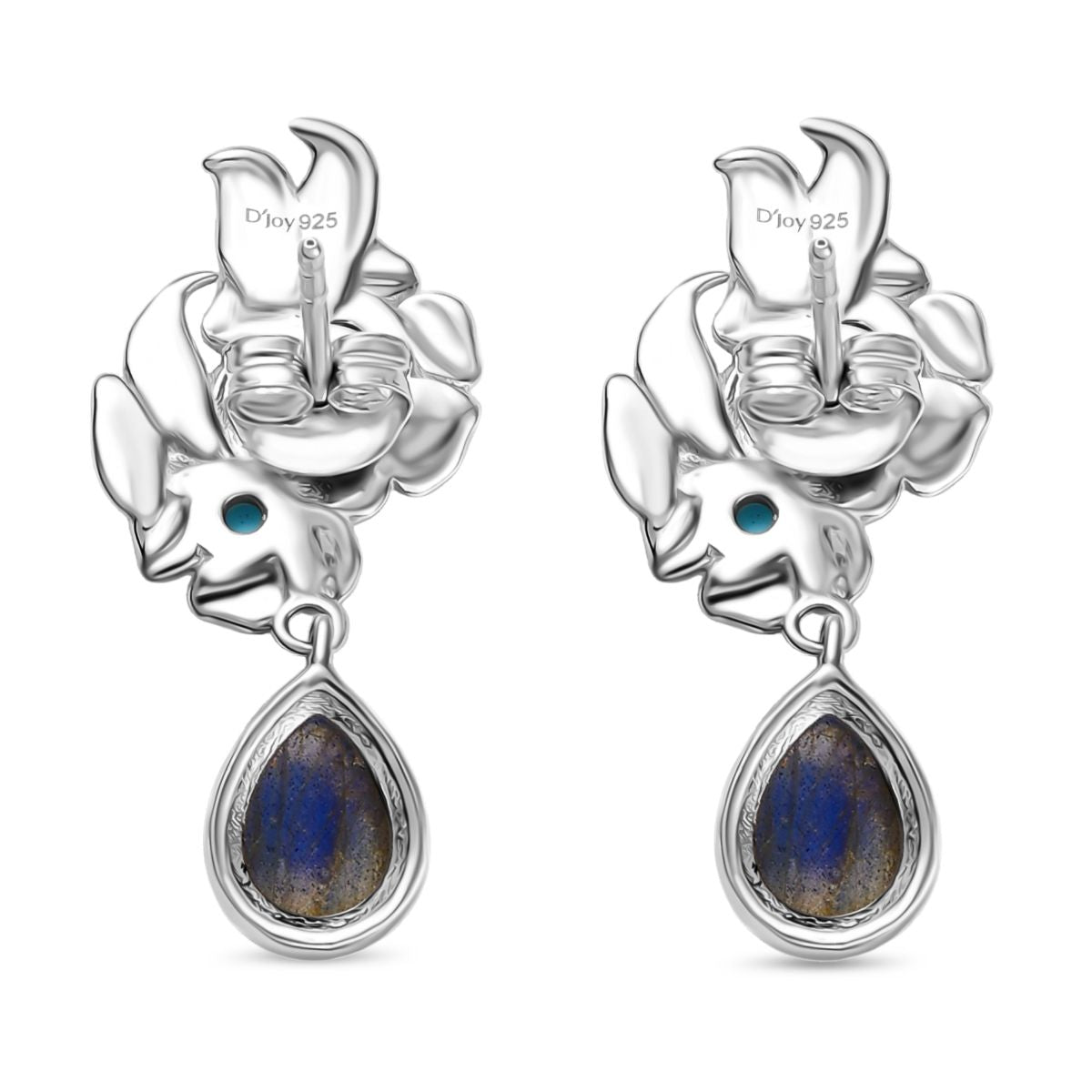 D joy AAA Labradorit, Sleeping Beauty Türkis Ohrringe 925 Silber rhodiniert ca. 3.36 ct