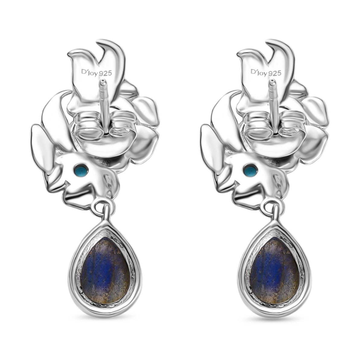 D joy AAA Labradorit, Sleeping Beauty Türkis Ohrringe 925 Silber rhodiniert ca. 3.36 ct