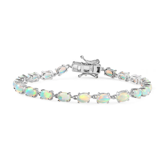 AA Natürlicher, äthiopischer Welo Opal Armband ca. 20 cm 925 Silber rhodiniert ca. 6,62 ct.