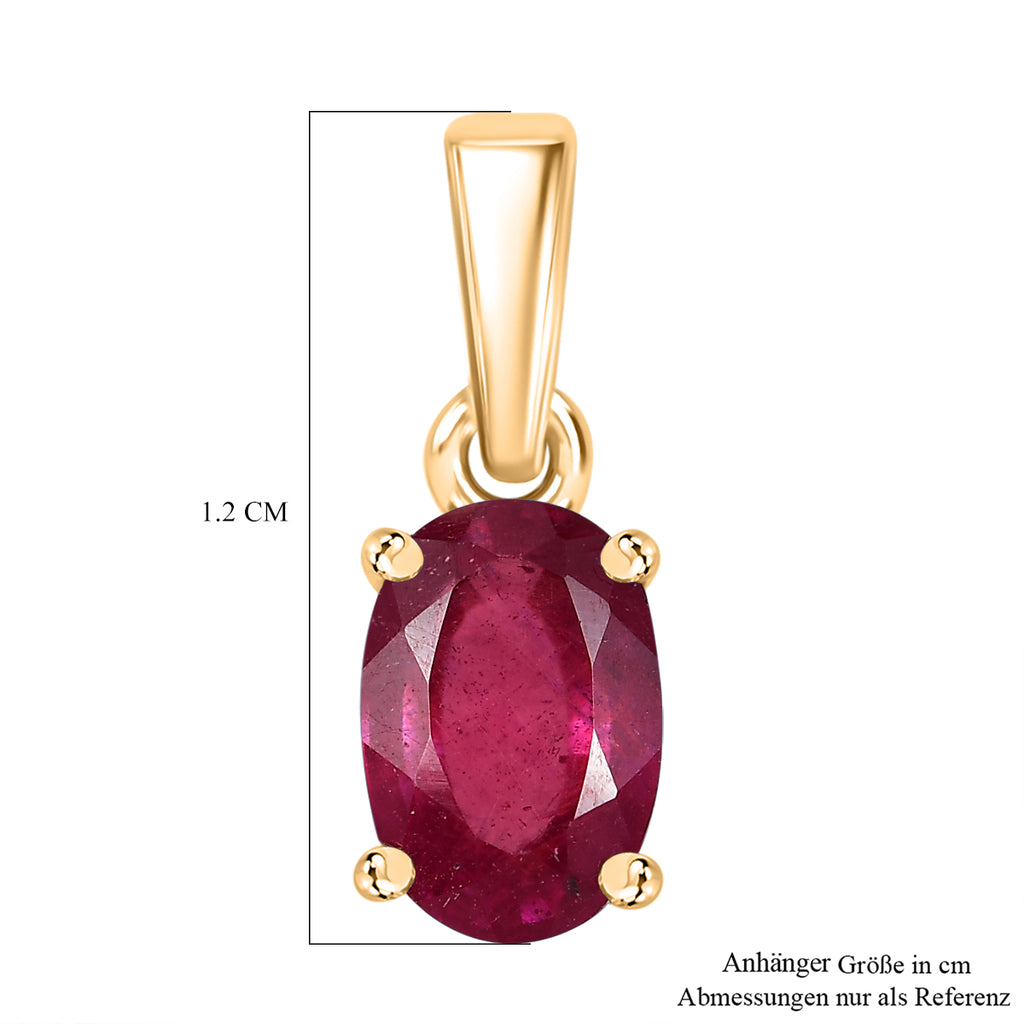 Afrikanischer Rubin (Fissure gefüllt) Anhänger 925 Silber vergoldet ca. 0.69 ct