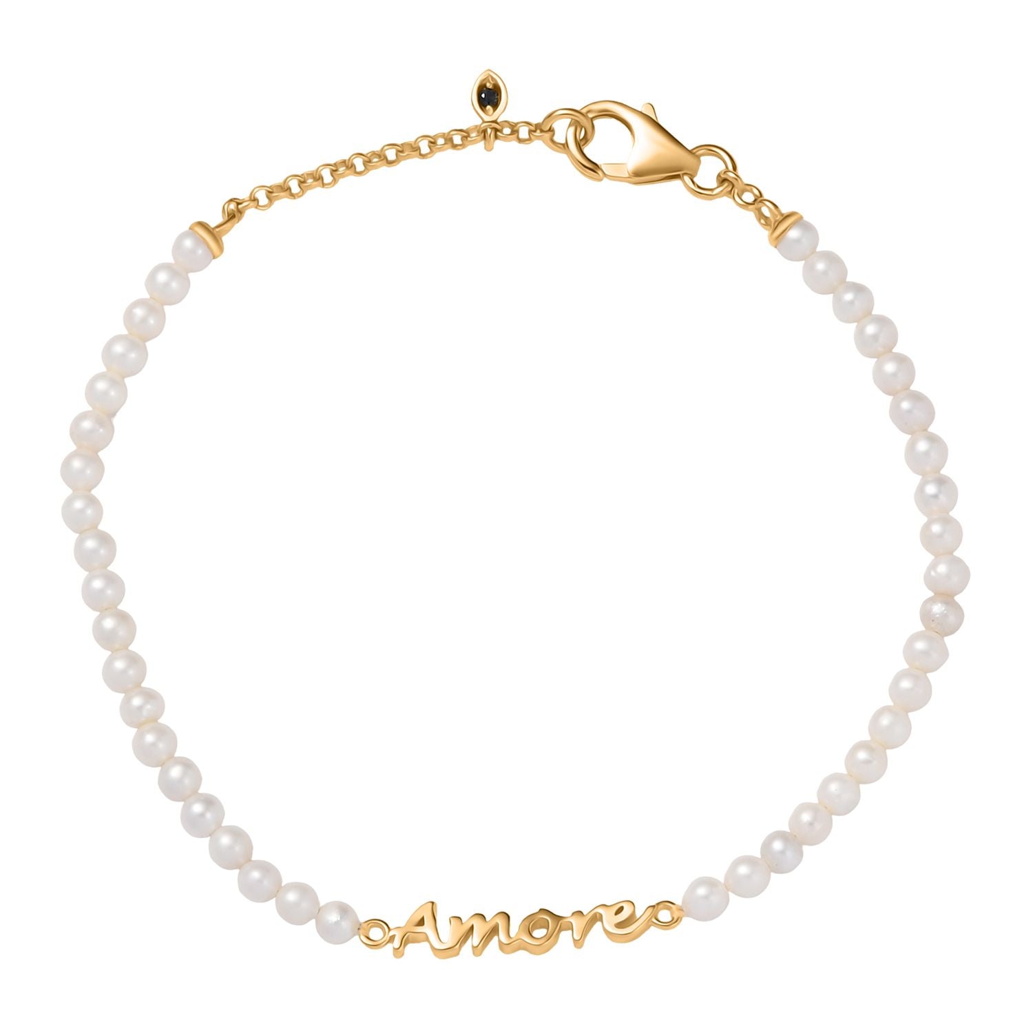 GP Amore Kollektion - Perle, Kanchanaburi Blauer Saphir Armband ca. 19 cm 925 Silber 750 Gelbgold Vermeil