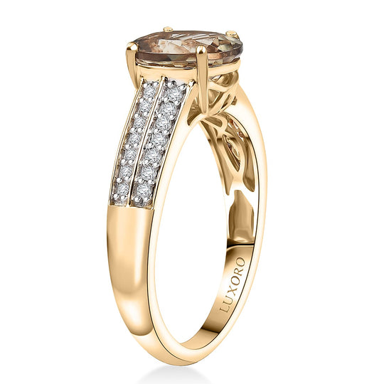 LUXORO AAA Turkizit, Weißer Diamant AGI zertifiziert Ring 585 Gold (Größe 17.00) ca. 2.30 ct