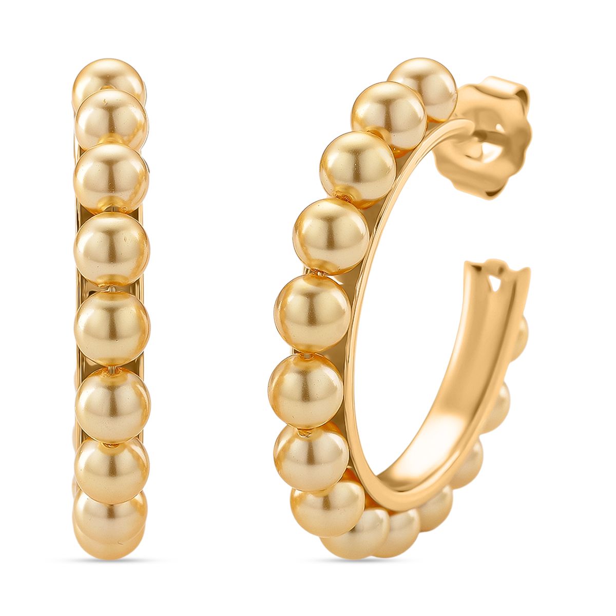Goldene Muschelkernperle (5-7 mm) Ohrringe, Legierung und Edelstahl vergoldet