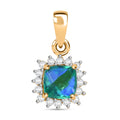 Pfau Triplett Quarz und Zirkon Anhänger, 925 Silber 750 vergoldet - 1,44 ct.