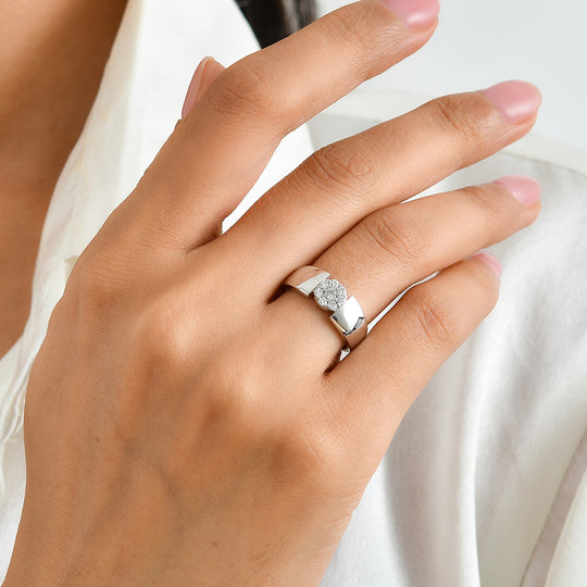 LUXURIANT DIAMOND - Lab Grown Diamant SI-GH Ring 925 Silber Platiniert (Größe 17.00)  ca. 0.25 ct