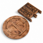 NAKKASHI Tisch Mangoholz handgeschnitzt sechseckig 68x68x49cm, Burnt-Finish