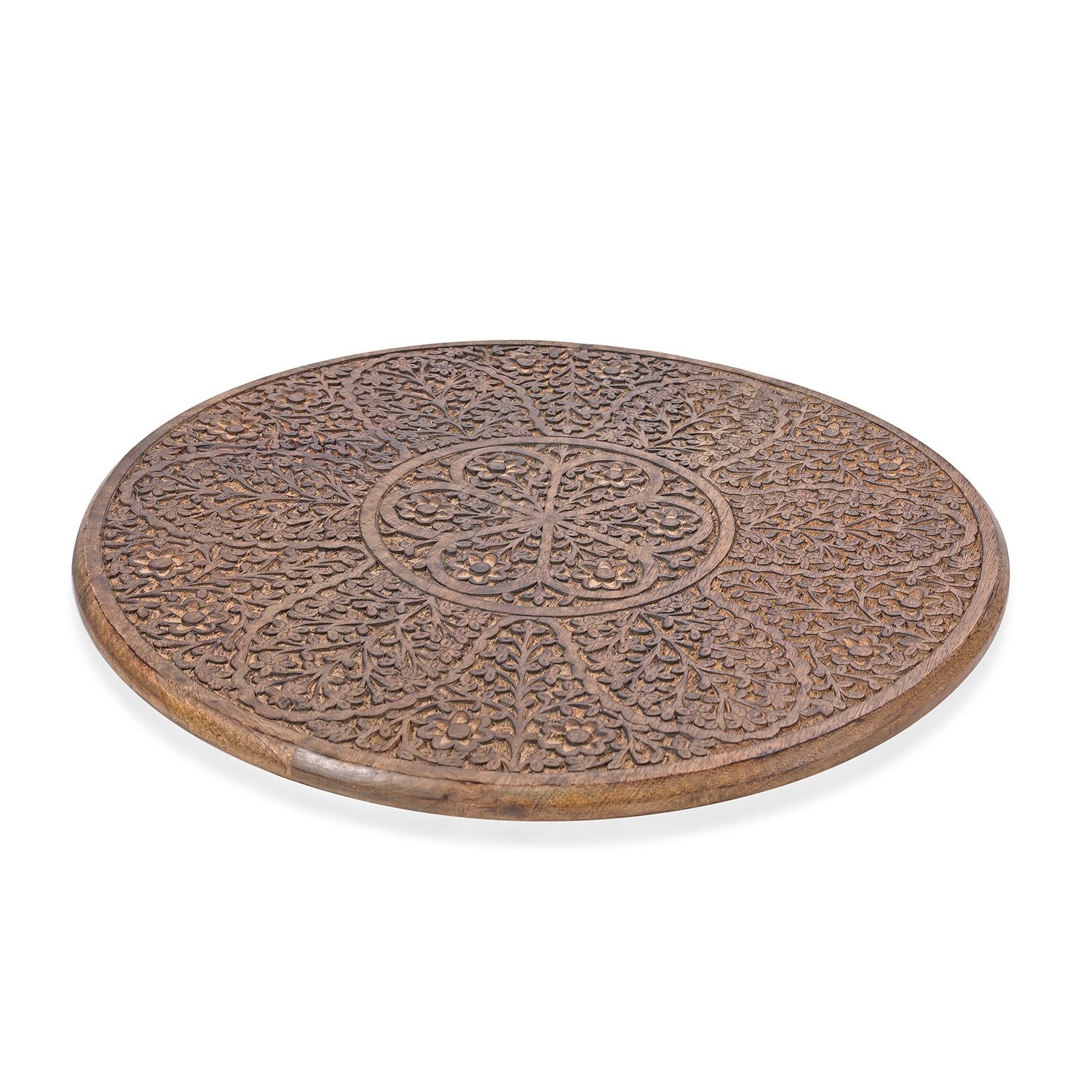 NAKKASHI Tisch Mangoholz handgeschnitzt sechseckig 68 x 68 x 49 cm Burnt-Finish