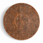 NAKKASHI Tisch Mangoholz handgeschnitzt sechseckig 68x68x49cm, Burnt-Finish