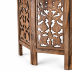 NAKKASHI Tisch Mangoholz handgeschnitzt sechseckig 68x68x49cm, Burnt-Finish