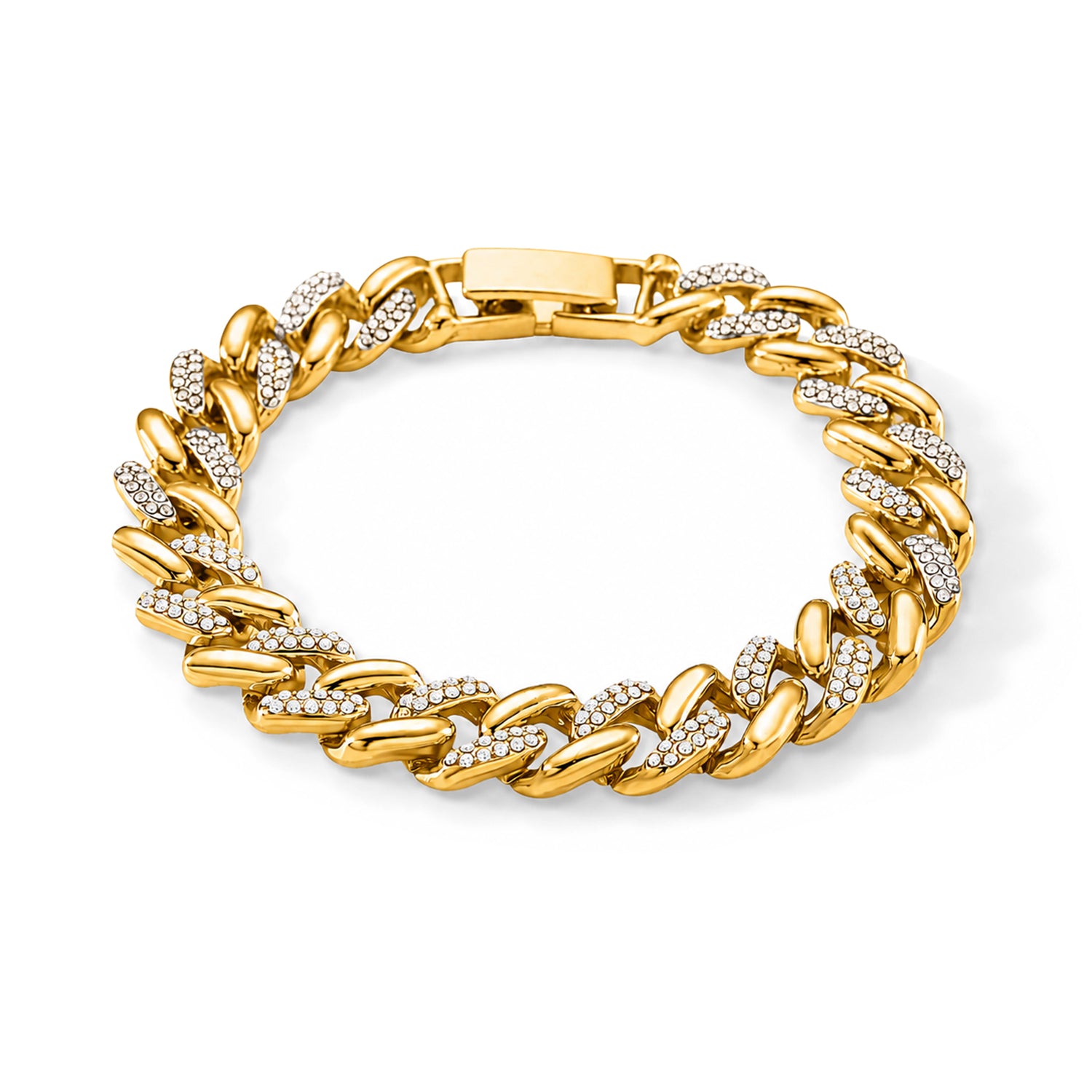 Weißer Kristall Armband ca. 19 cm, Goldfarben