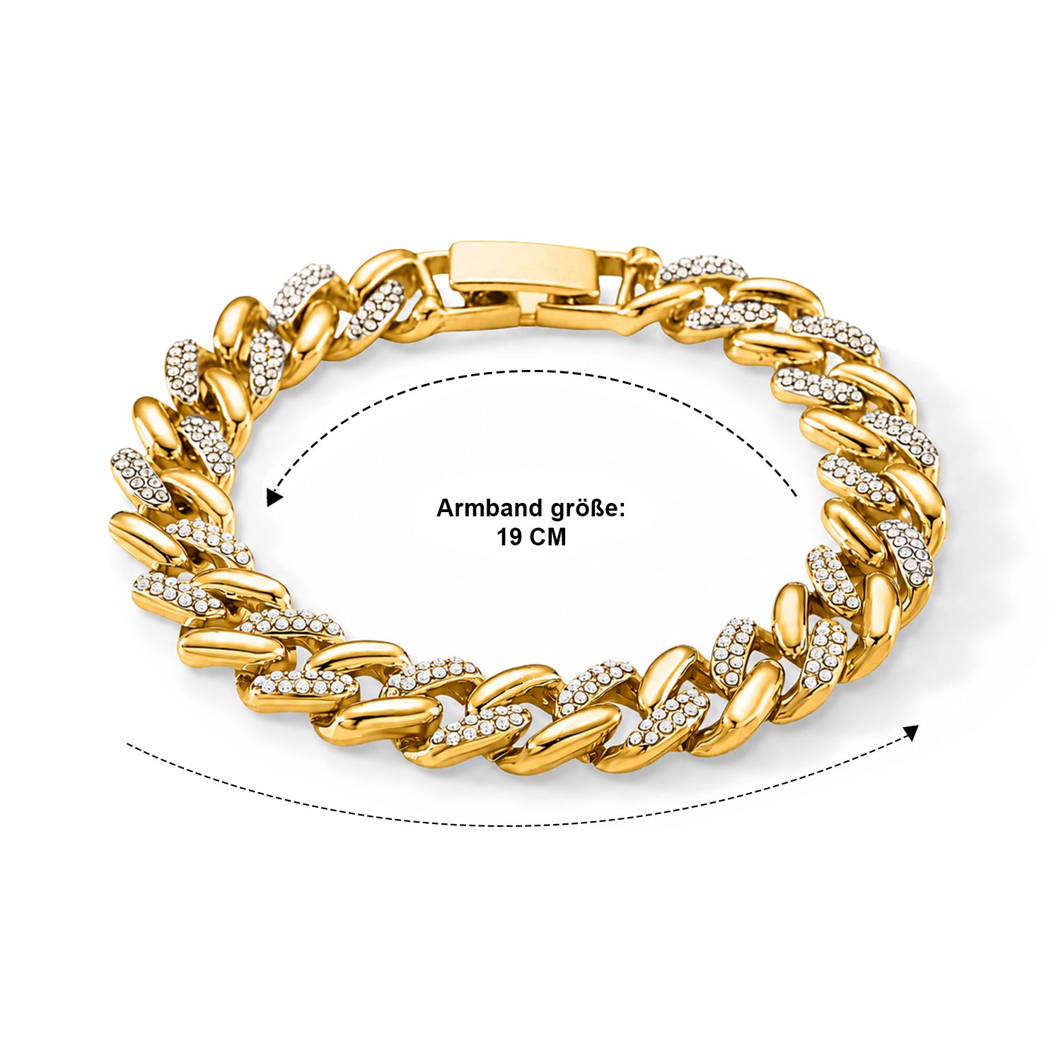 Weißer Kristall Armband ca. 19 cm, Goldfarben