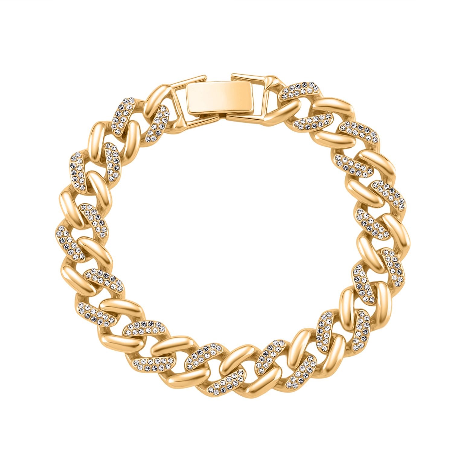 Weißer Kristall Armband ca. 19 cm, Goldfarben