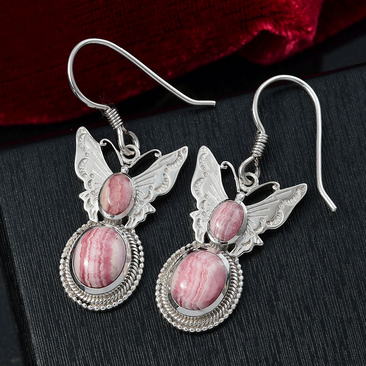 D’joy AAA Rhodochrosit Ohrringe 925 Silber rhodiniert ca. 7.13 ct