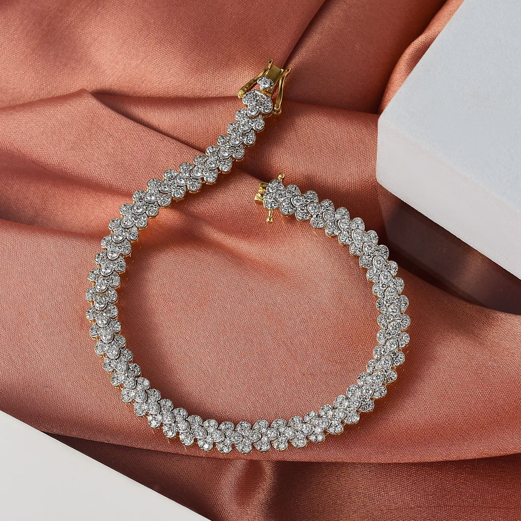 LUXURIANT DIAMOND - Lab Grown Diamant SI-GH SGL zertifiziert Armband ca. 19 cm 925 Silber 750 Gelbgold Vermeil ca. 5.00 ct