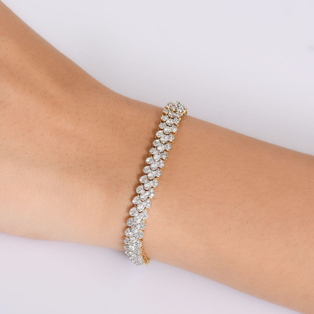 LUXURIANT DIAMOND - Lab Grown Diamant SI-GH SGL zertifiziert Armband ca. 19 cm 925 Silber 750 Gelbgold Vermeil ca. 5.00 ct