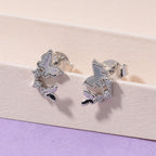 Weißes Perlmutt, Weißer Zirkonia Ohrringe 925 Silber rhodiniert