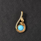 AA Sleeping Beauty Türkis Anhänger 925 Silber 750 Gelb Vergoldet ca. 0.48 ct