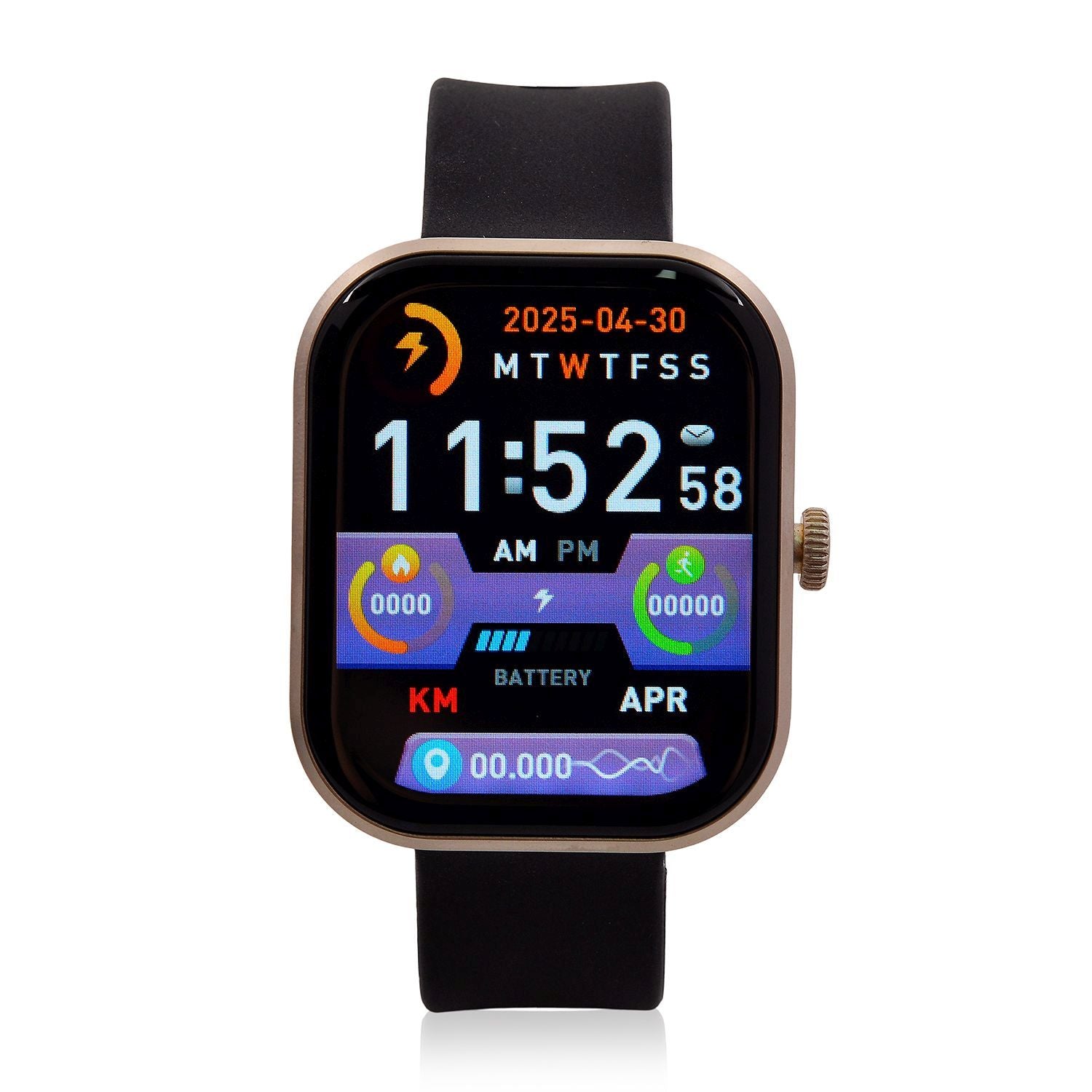G21 Smartwatch, 2.01 Zoll HD Display, Gold-Schwarzes Silikonarmband