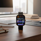 G21 Smartwatch, 2.01 Zoll HD Display, Gold-Schwarzes Silikonarmband