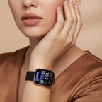 G21 Smartwatch, 2.01 Zoll HD Display, Gold-Schwarzes Silikonarmband