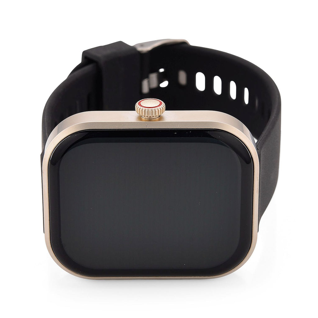 G21 Smartwatch, 2.01 Zoll HD Display, Gold-Schwarzes Silikonarmband