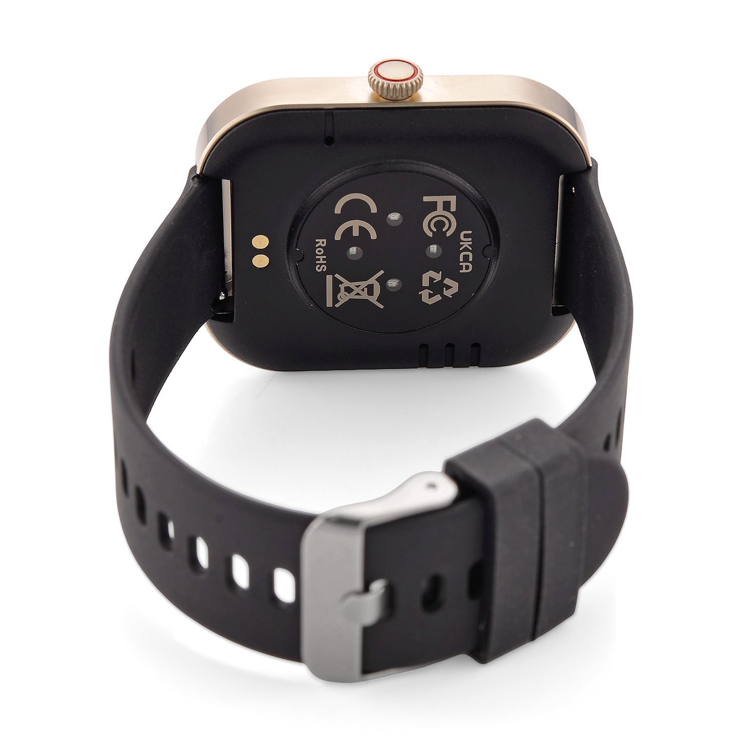 G21 Smartwatch, 2.01 Zoll HD Display, Gold-Schwarzes Silikonarmband