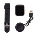 G21 Smartwatch, 2.01 Zoll HD Display, Gold-Schwarzes Silikonarmband