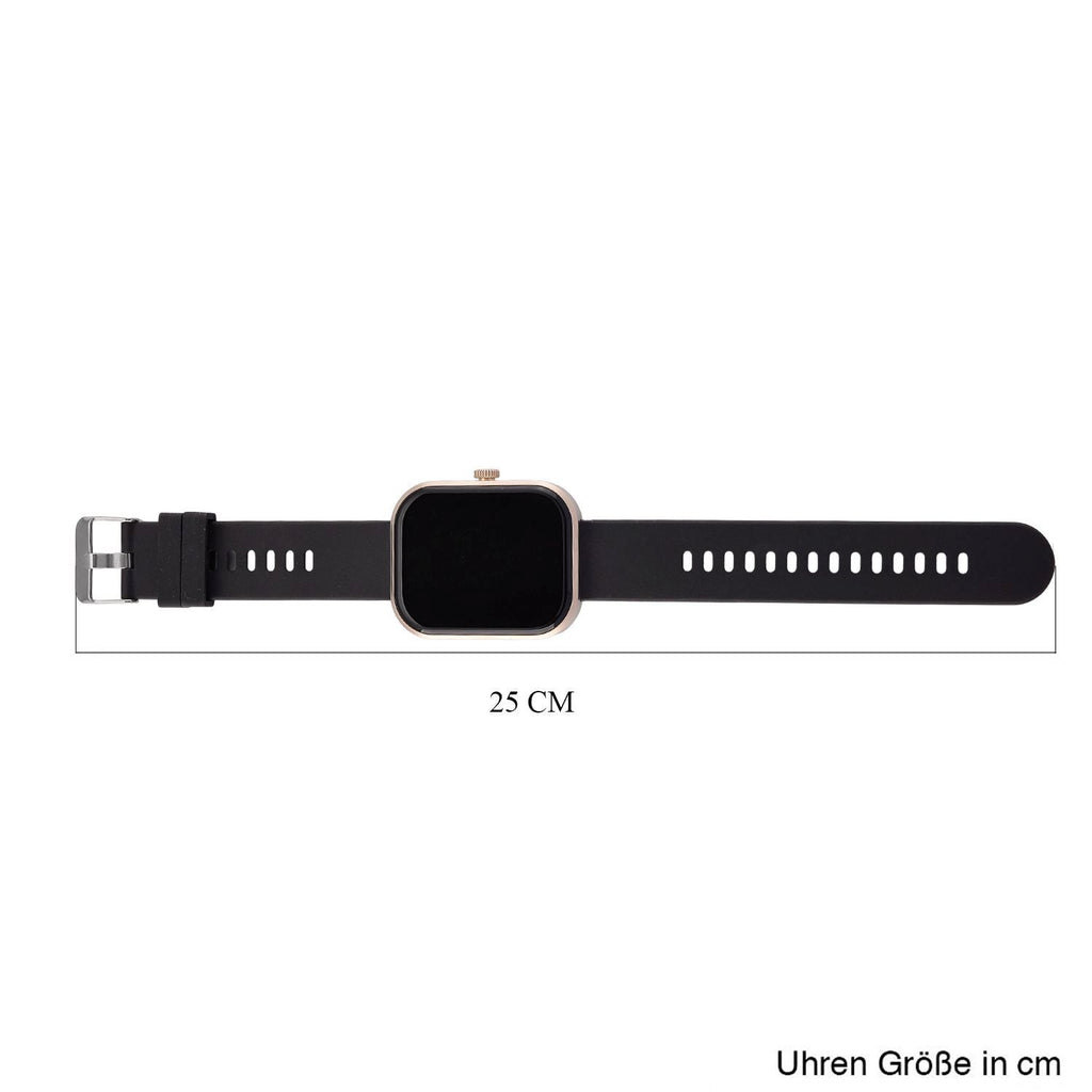 G21 Smartwatch, 2.01 Zoll HD Display, Gold-Schwarzes Silikonarmband