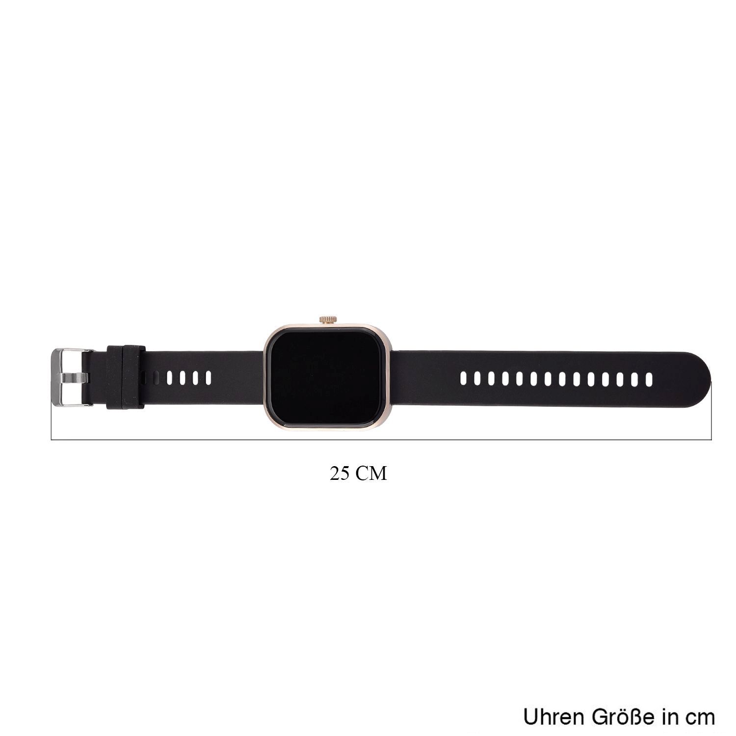 G21 Smartwatch, 2.01 Zoll HD Display, Gold-Schwarzes Silikonarmband