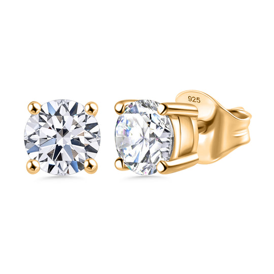 LUXURIANT DIAMOND - Lab Grown Diamant VS-EF SGL zertifiziert Ohrringe 925 Silber Gelbgold Vermeil ca. 1.50 ct
