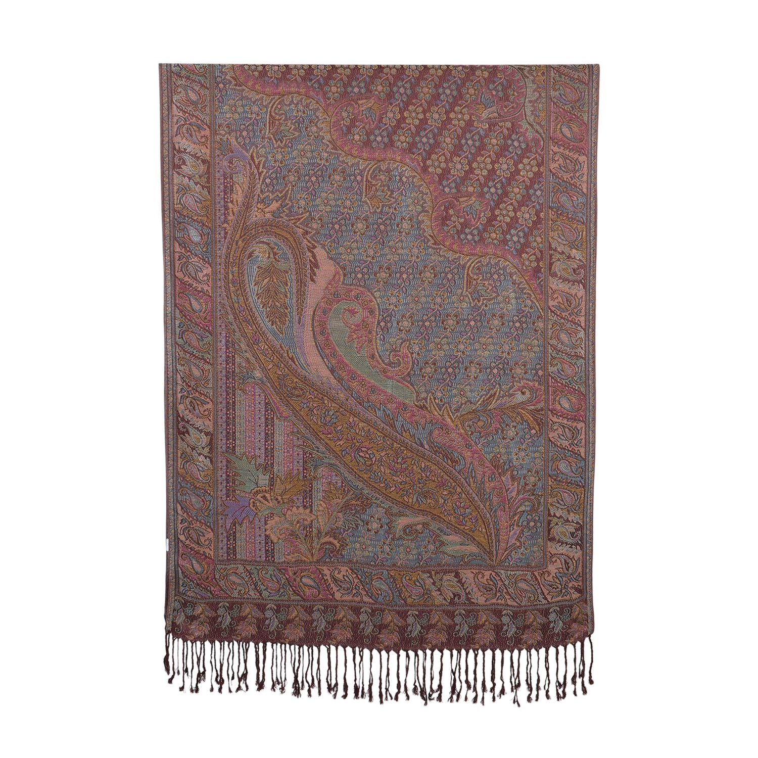 Schal mit feinem Paisley-Muster und Fransen, Einheitsgröße, Türkis