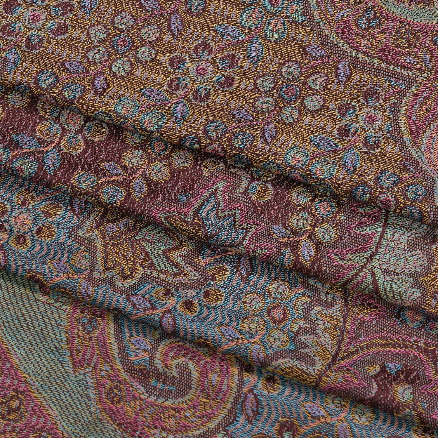 Schal mit feinem Paisley-Muster und Fransen, Einheitsgröße, Türkis
