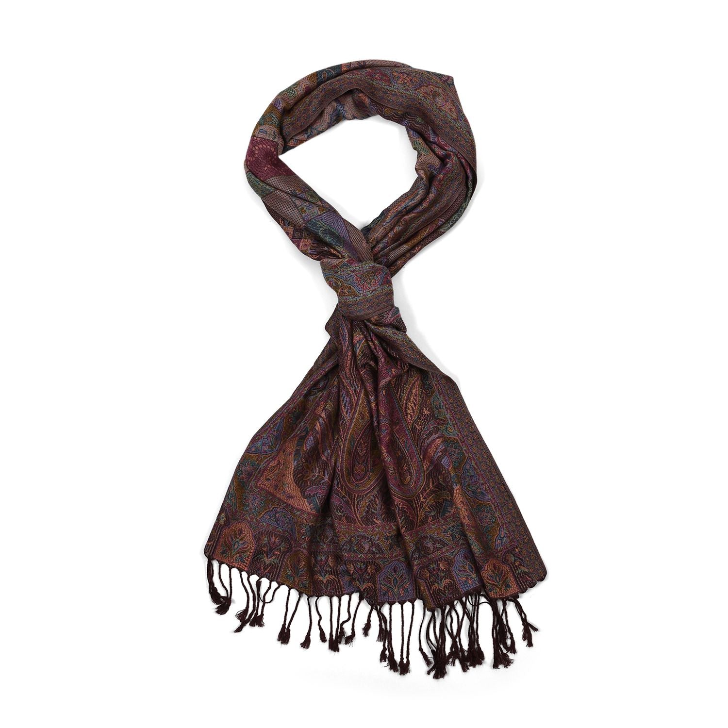 Schal mit Paisley-Muster und Fransen, Einheitsgröße, Braun