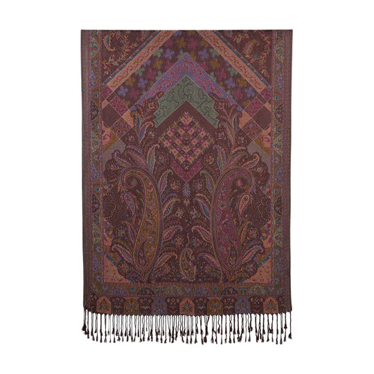 Schal mit Paisley-Muster und Fransen, Einheitsgröße, Braun