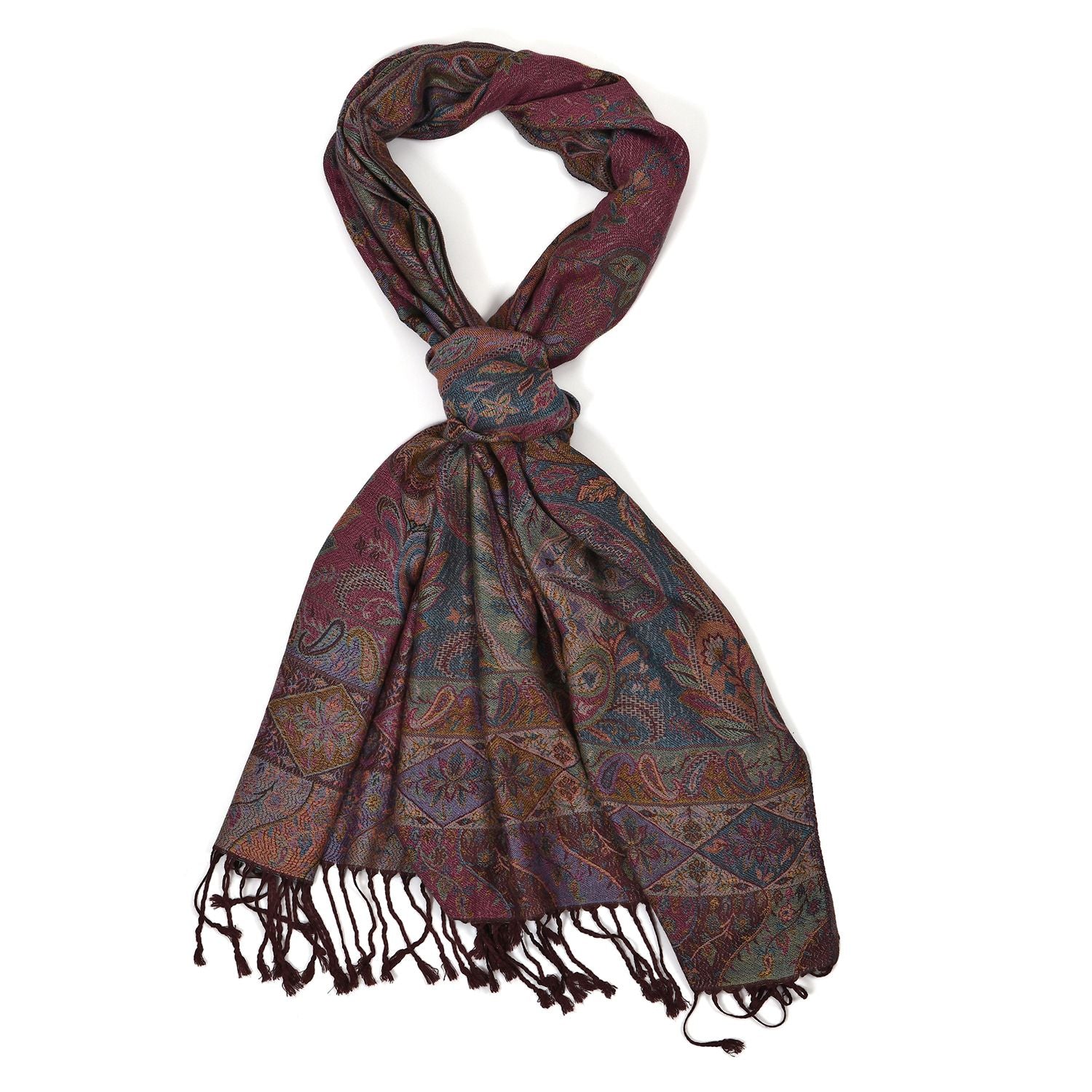 Schal mit Paisley-Muster und Fransen, Einheitsgröße, Rot