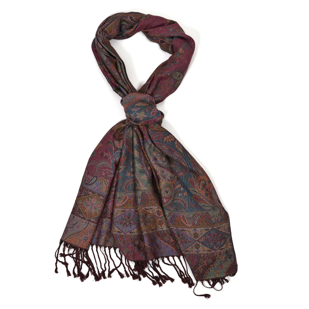 Schal mit Paisley-Muster und Fransen, Einheitsgröße, Rot