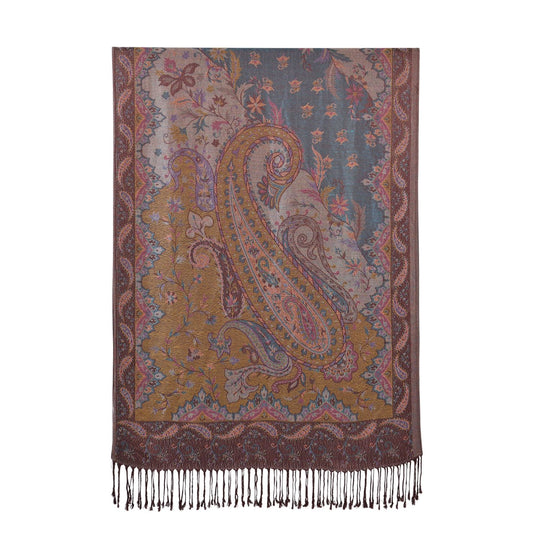 Schal mit Paisley-Muster und Fransen, Einheitsgröße, Beige