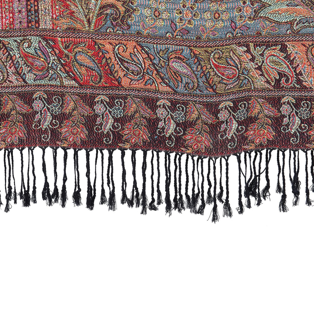 Schal mit dekorativem Muster und Fransen, 70x180 cm, Rot