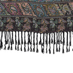 Schal mit dekorativem Muster und Fransen, 70x180 cm, Schwarz