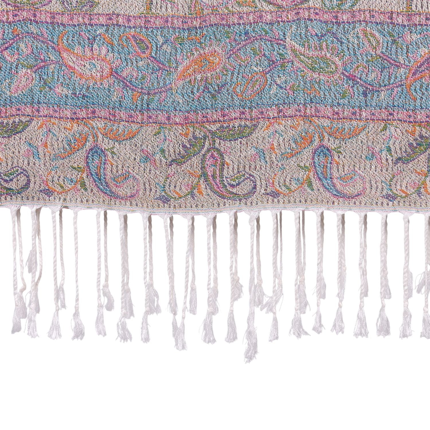 Schal mit Paisley-Muster und Fransen, 70x180cm, Beige