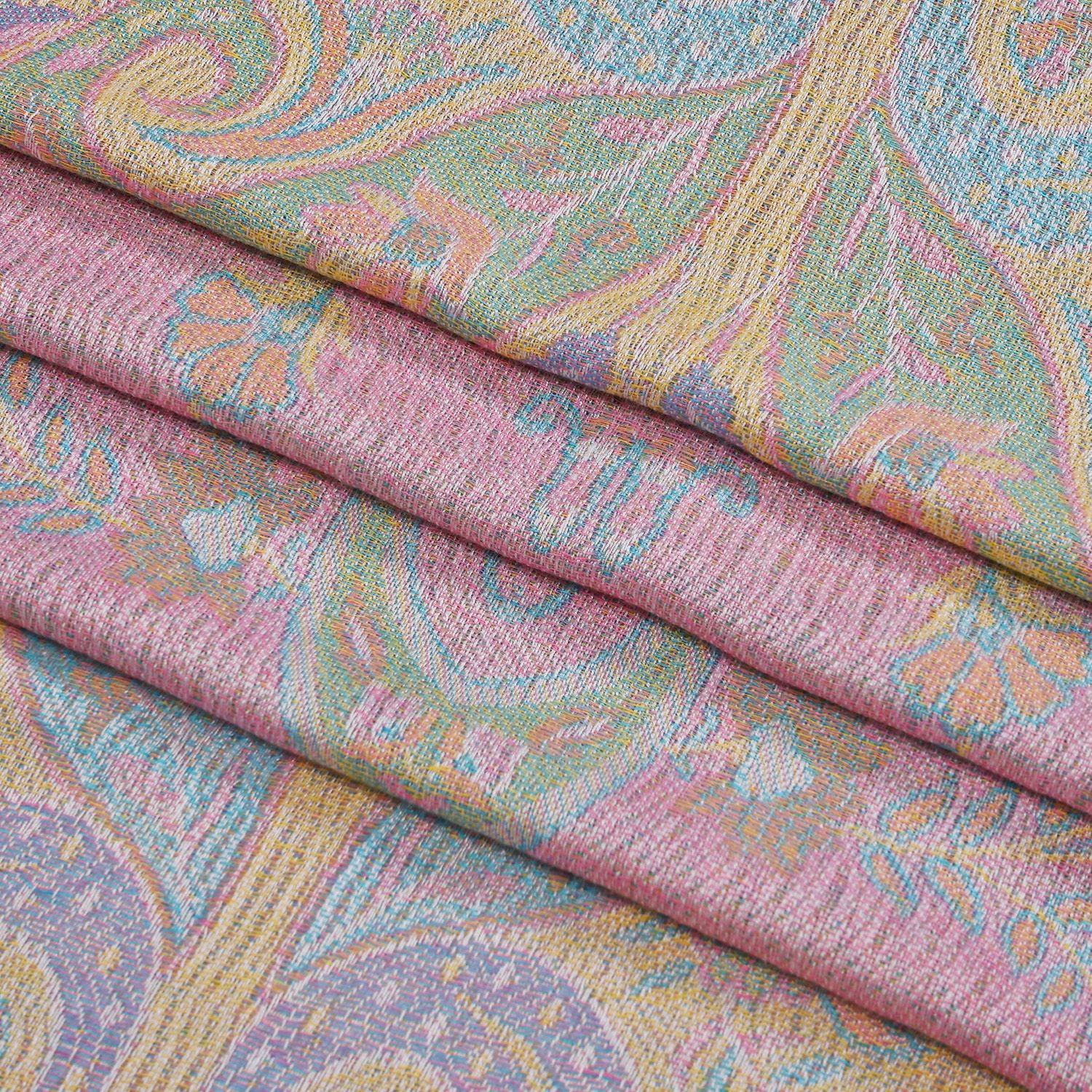 Schal mit Paisley-Muster und Fransen, 70x180cm, Cremeweiß